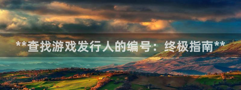 新宝gg奇迹登录：**查找游戏发行人的编号：终极指南**